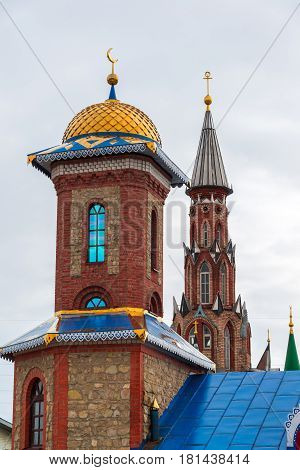 The domes of the temple of all religions. The village of Old Arakchino. Kazan, Tatarstan.