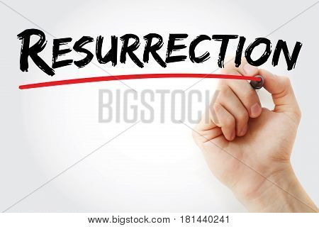Hand Writing Resurrection With Marker Concept Background