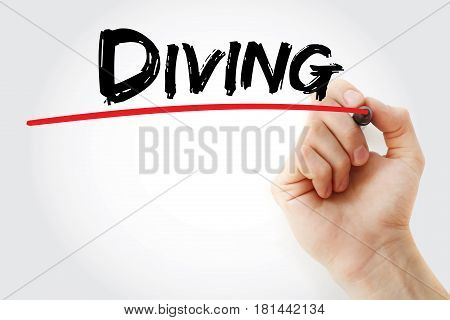 Hand Writing Diving With Marker