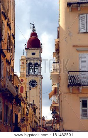 Old chapel in old town. Cathedral in Greece