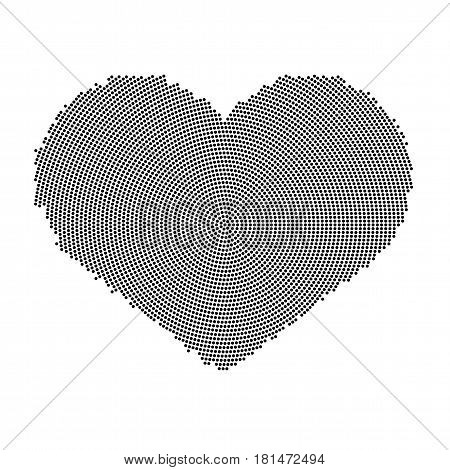 Heart with a dot pattern. Vector heart icon shape. Monochrome abstract illustration.