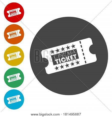 Cinema tickets icon. Thin circle design. Vector illustration