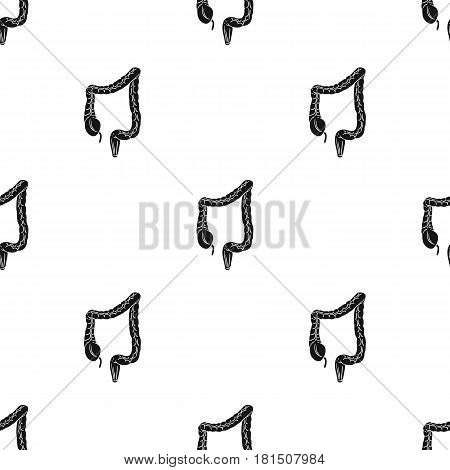 Human large intestine icon in black style isolated on white background. Human organs pattern vector illustration.