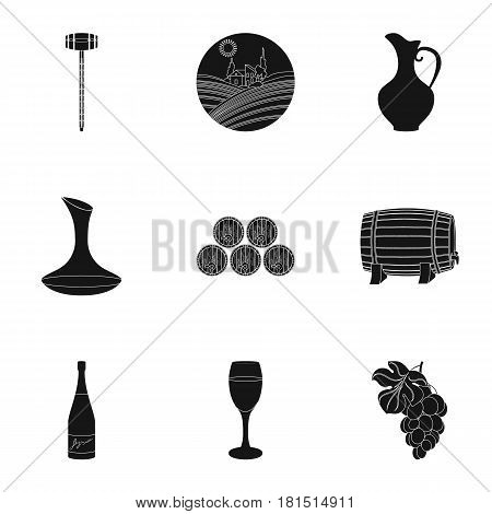 Wine products. Growing grapes, wine.Vine production icon in set collection on black style vector symbol stock web illustration.