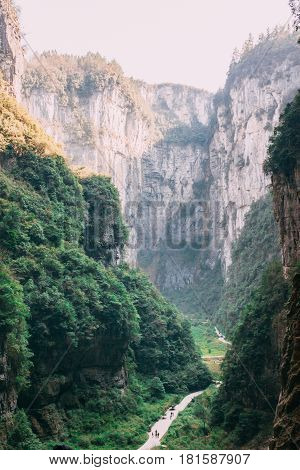Chongqing China, Three Natural Bridges,wulong Ancient  Natural Bridge Scenic Area,wulong National Pa
