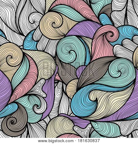 Seamless abstract hand-drawn waves pattern wavy background. Seamless pattern can be used for wallpaper pattern fills web page backgroundsurface textures. Gorgeous seamless floral background