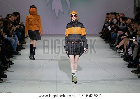 Kyiv, Ukraine - February 7, 2017: Models Walk The Runway During Fashion Show By Marchi Autumn/winter
