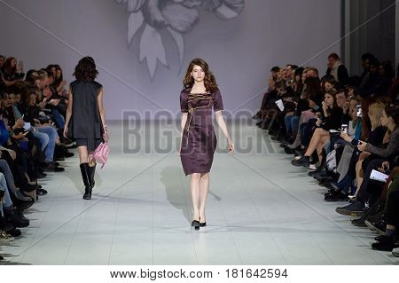 Kyiv, Ukraine - February 7, 2017: Models Walk The Runway During Fashion Show By Marchi Autumn/winter