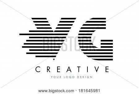 Vg V G Zebra Letter Logo Design With Black And White Stripes