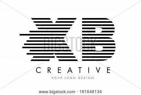 Xb X B Zebra Letter Logo Design With Black And White Stripes