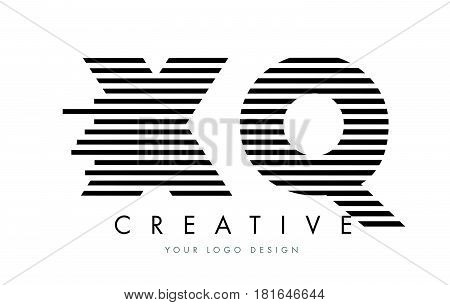 Xq X Q Zebra Letter Logo Design With Black And White Stripes