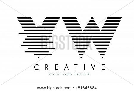 Vw V W Zebra Letter Logo Design With Black And White Stripes