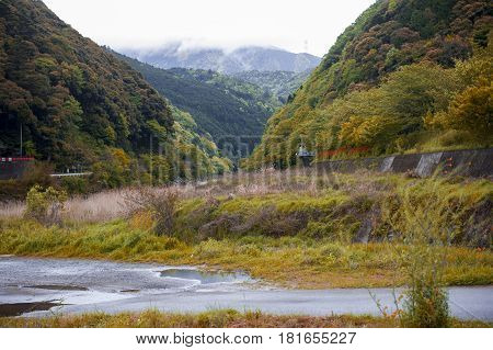 Japan beautiful countryside in spring in Kameoka, Kyoto