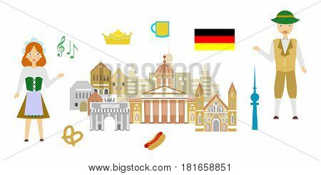 set in the style of a flat design on the theme of germany.