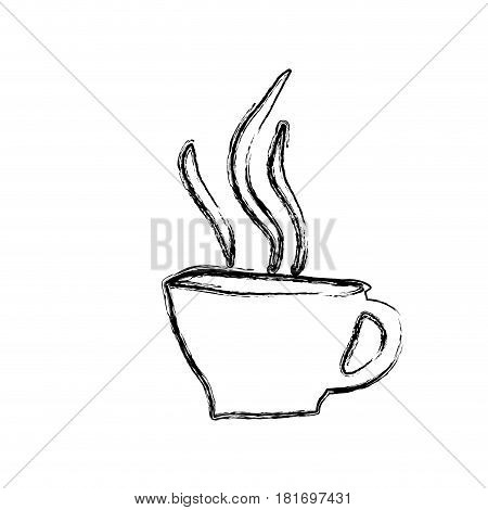 monochrome sketch hand drawn of hot coffee cup vector illustration
