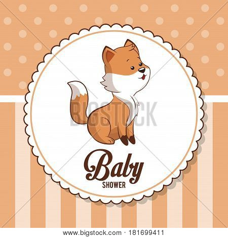 baby shower card invitation greeting cute fox vector illustration eps 10