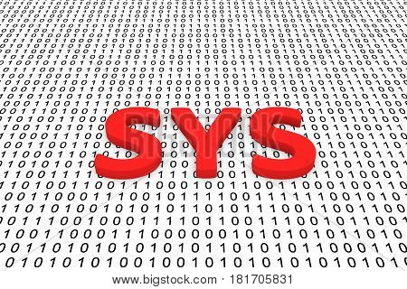SYS in the a binary code 3D illustration