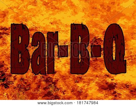 The text Bar B Q set into a roaring flames background