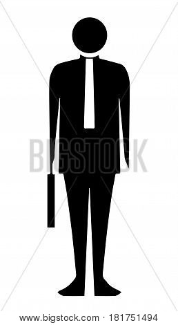 black silhouette bussinesman vector on white background