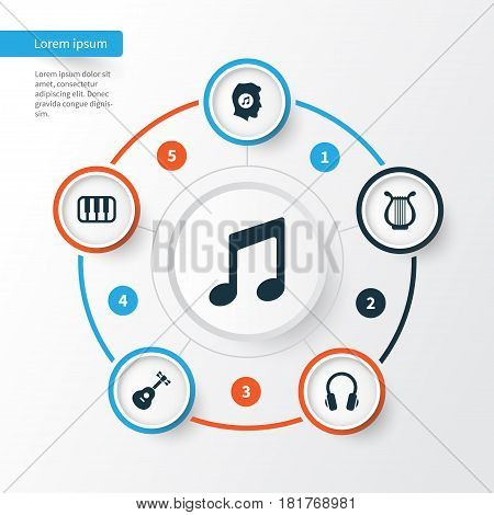 Multimedia Icons Set. Collection Of Music, Earphone, Instrument And Other Elements. Also Includes Symbols Such As Keyboard, Instrument, Piano.
