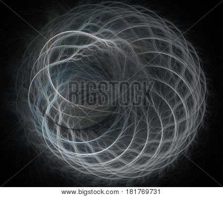 An abstract computer generated modern fractal design on dark background. Spiral floral ornament