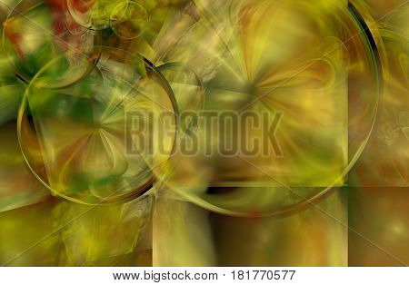 An abstract computer generated modern fractal design on dark background. Glass sphere. Plant bubbles background