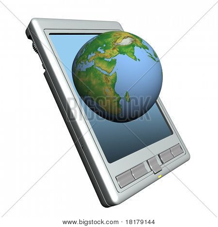 3D-Rendering isoliert Pocket PC auf weißem Hintergrund