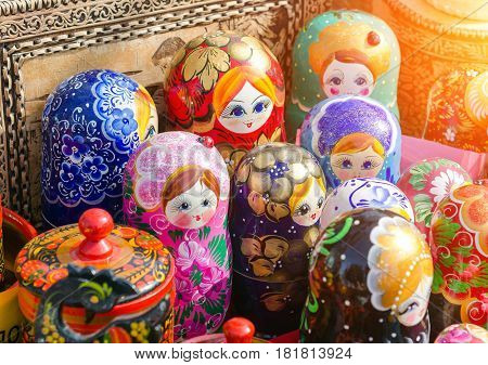 Russian Traditional Doll Souvenirs At The Fair