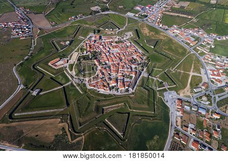 Aerial view of the village of Almeida in Portugal; Concept for travel in Portugal