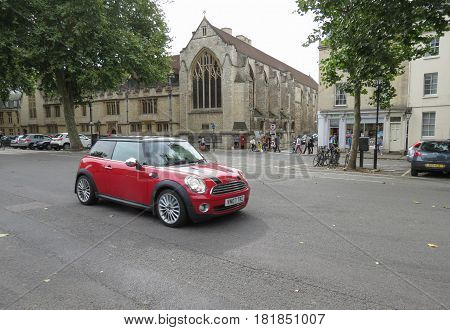 OXFORD UK - CIRCA SEPTEMBER 2016: red Mini Cooper car (2013 model)