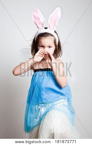 Asian Girl dresses up in bunny ears