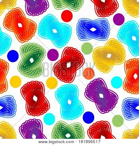 Seamless background with abstract elements in rainbow colors