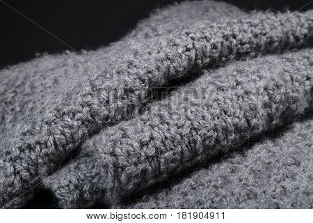 Crumpled Gray Wool Fabric Texture Background.