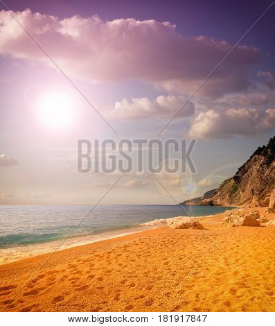 Egremni beach at Lefkada, Ionion sea, Greece   