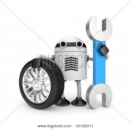 Robot worker with spanner