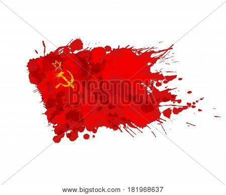 Flag of USSR or Soviet Union made of colorful splashes