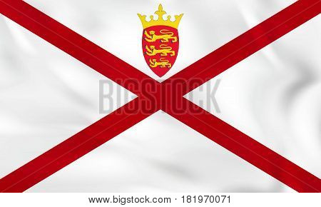 Jersey Waving Flag. Jersey National Flag Background Texture.