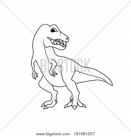 Coloring book: Tyrannosarus or T-rex dinosaur on a white background