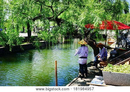 Canal At Kurashiki Ancient Town In Japan