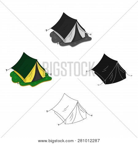 Yellow Tent Icon In Cartoon Style Isolated On White Background. Family Holiday Symbol Stock Vector I