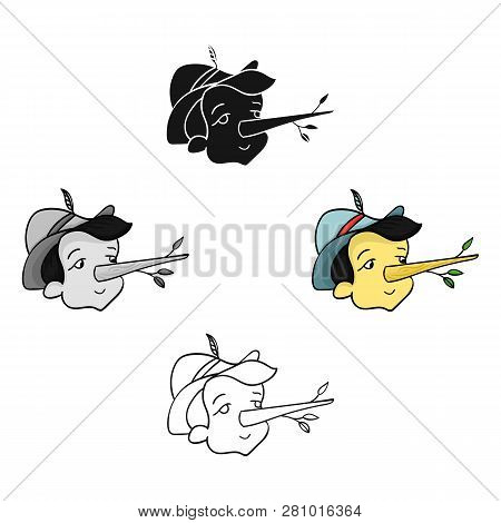 Italian Wooden Boy Icon In Cartoon Style Isolated On White Background. Italy Country Symbol Stock Ve