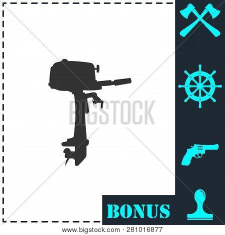 Outboard Boat Motor Icon Flat. Simple Vector Symbol And Bonus Icon