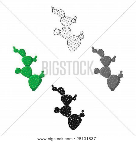 Mexican Cactus Icon In Cartoon Style Isolated On White Background. Mexico Country Symbol Stock Vecto