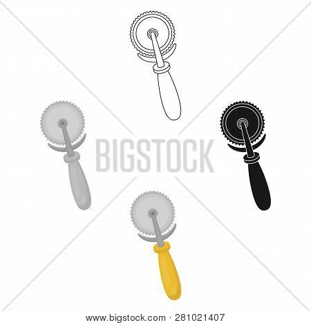 Pizza Cutter Icon In Cartoon Style Isolated On White Background. Pizza And Pizzeria Symbol Stock Vec