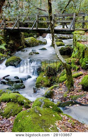 cascata del fiume nel parco nazionale portoghese di Geres, nel nord del paese