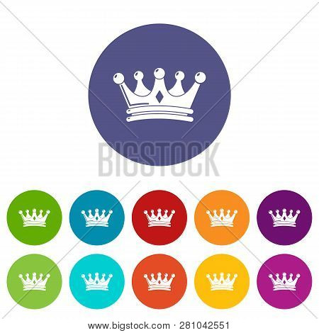 Regal Crown Icons Color Set Vector For Any Web Design On White Background