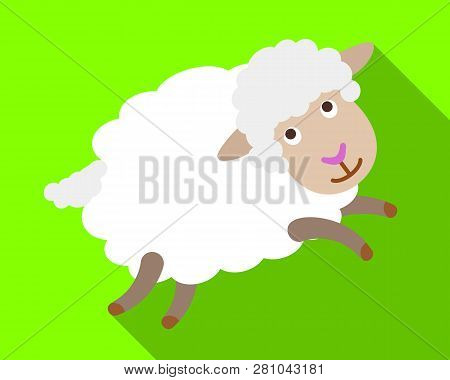 Playful Sheep Icon. Flat Illustration Of Playful Sheep Vector Icon For Web Design
