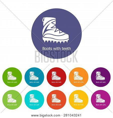 Mountaineer Shoes Icons Color Set Vector For Any Web Design On White Background