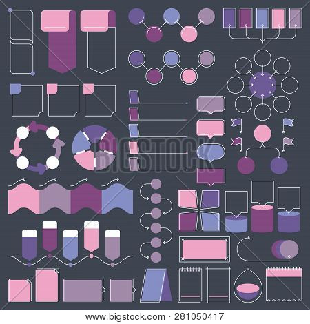 Infographic Design Elements Vector Collection, Diagram Objects And Visualizations. Timeline Presenta