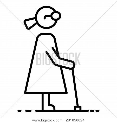 Blind Woman Icon. Outline Blind Woman Vector Icon For Web Design Isolated On White Background